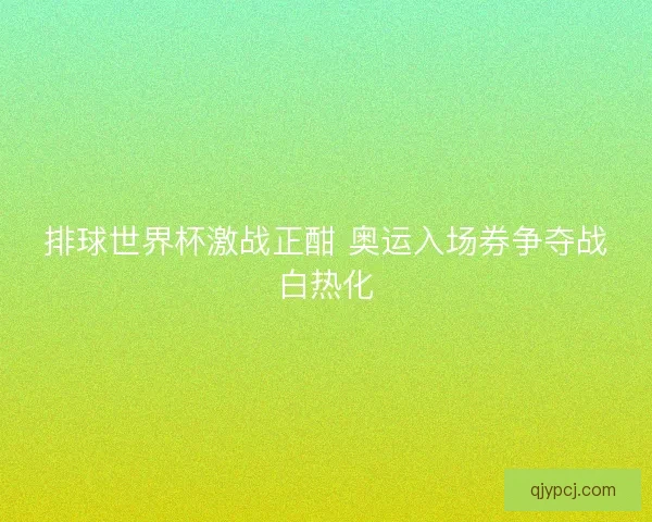 排球世界杯激战正酣 奥运入场券争夺战白热化