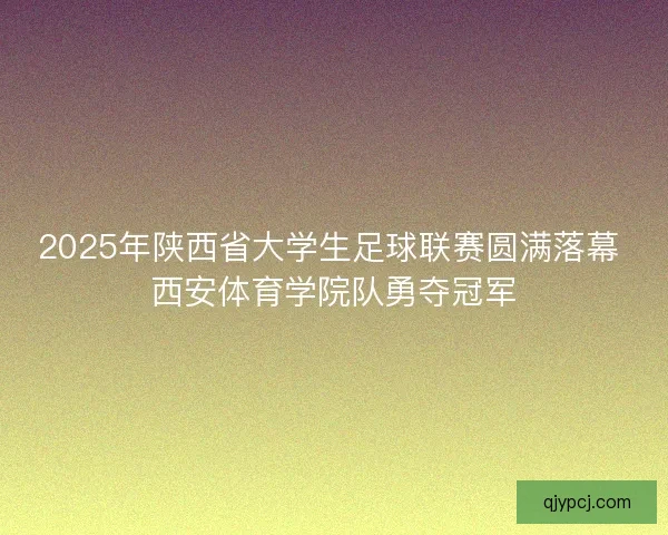 2025年陕西省大学生足球联赛圆满落幕 西安体育学院队勇夺冠军 2025年陕西省大学生足球联赛圆满落幕 西安体育学院队勇夺冠军
