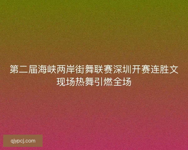 第二届海峡两岸街舞联赛深圳开赛连胜文现场热舞引燃全场