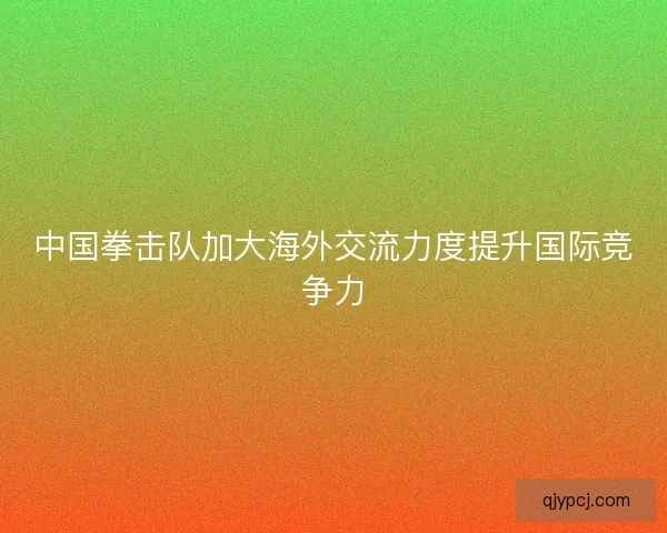 中国拳击队加大海外交流力度提升国际竞争力 中国拳击队加大海外交流力度提升国际竞争力